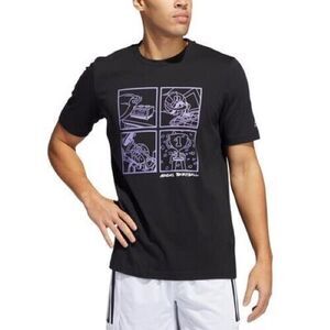 Adidas Mens Lil Stripe 24/7 Graphic T-Shirt - Black-Lillac/Size‎ S